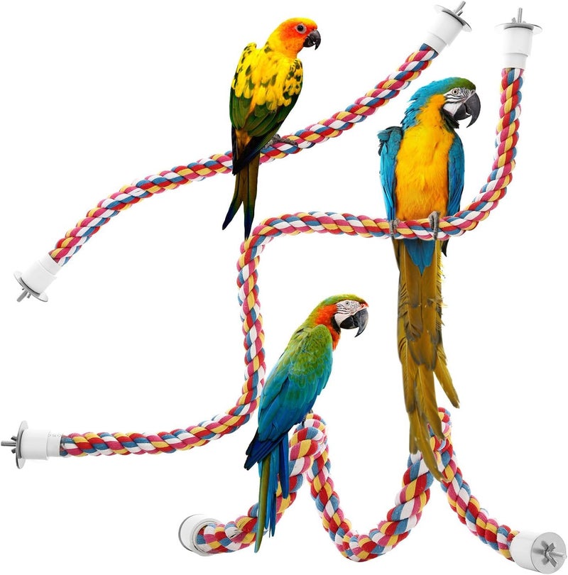 Jusney Bird Rope Perches,Parrot Toys 48 inches Rope Bungee Bird Toy (48 inches)[1 Pack] - Image 1
